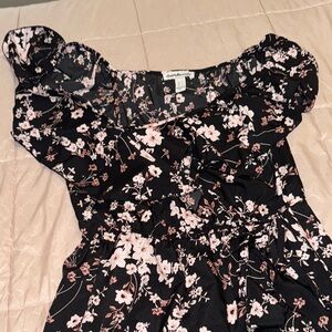 Charlotte Russe Black Ruffled Tie Front H-Lo Dress Sz L